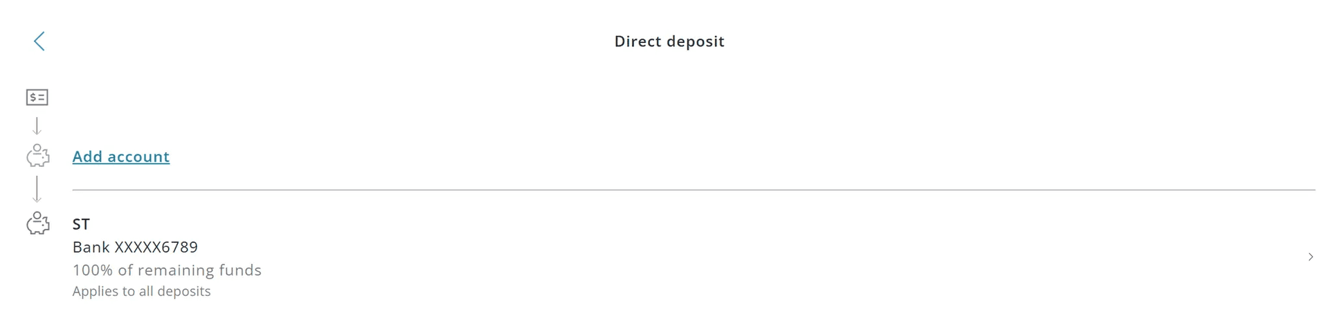 Adding or editing direct deposit account